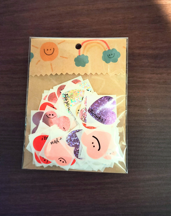 【全て手描き！】キラキラハートシール　たっぷり90枚！ 1枚目の画像