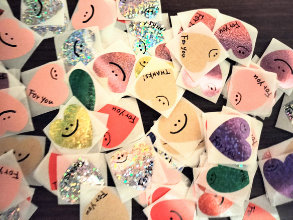 【全て手描き！】キラキラハートシール　たっぷり90枚！ 3枚目の画像