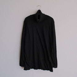 女款亞麻針織雙層長袖高領套頭衫（黑色）| 2 種尺寸 第1張的照片