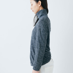 女款亞麻針織雙層長袖高領套頭衫（黑色）| 2 種尺寸 第10張的照片