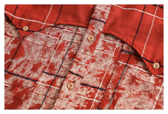 春の新作レディースカジュアル長袖赤チェックシャツ W185 11枚目の画像