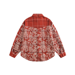 春の新作レディースカジュアル長袖赤チェックシャツ W185 8枚目の画像