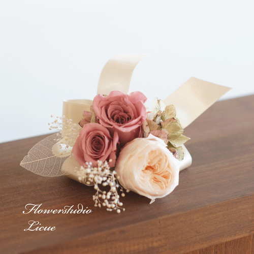 オーダー受付 　コサージュor髪飾り プリザーブドフラワー コサージュ】プリザーブドフラワーのコサージュ♡アンティークカラー