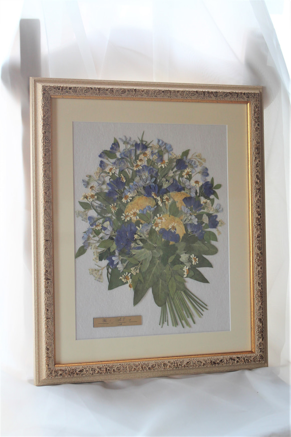 結婚式ブーケを美しく残します【アフターブーケ押し花額】 