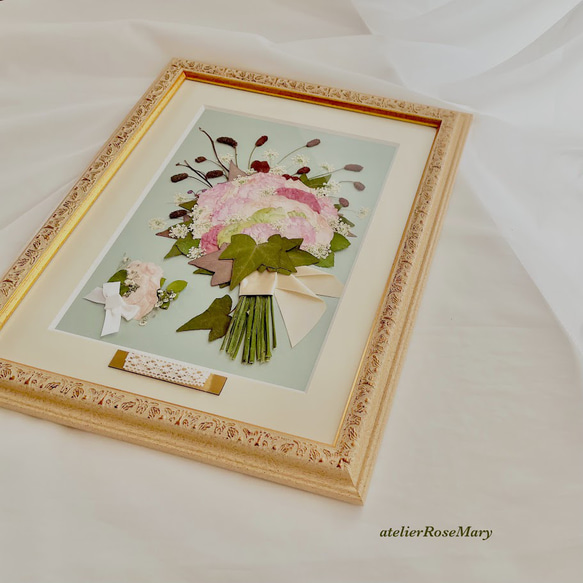 結婚式ブーケを美しく残します【アフターブーケ押し花額】 
