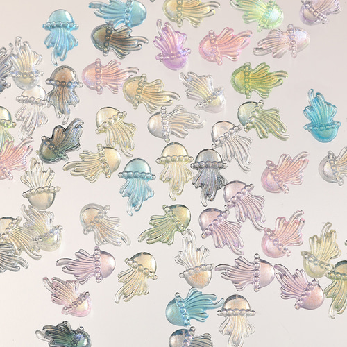 ネイルパーツ クラゲ 12mm カラフル 200個 海 3D デコ レジン