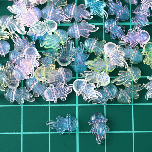ネイルパーツ クラゲ 12mm カラフル 200個 海 3D デコ レジン