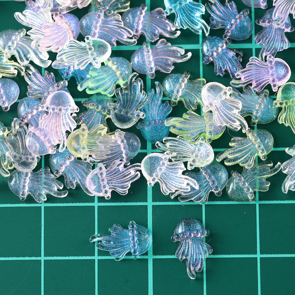 ネイルパーツ クラゲ 12ｍｍ カラフル 200個 海 3D デコ レジン ハンドメイド 手芸 パーツ BD3602 5枚目の画像