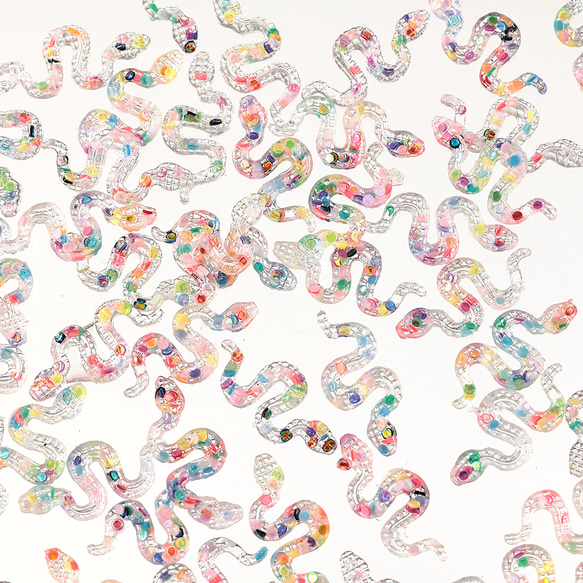 ネイルパーツ 蛇 17mm カラフル 100個 ヘビ プラ製 デコ レジン
