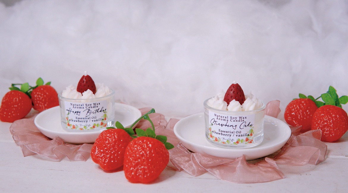 プチステンドグラスストロベリーキャンドル