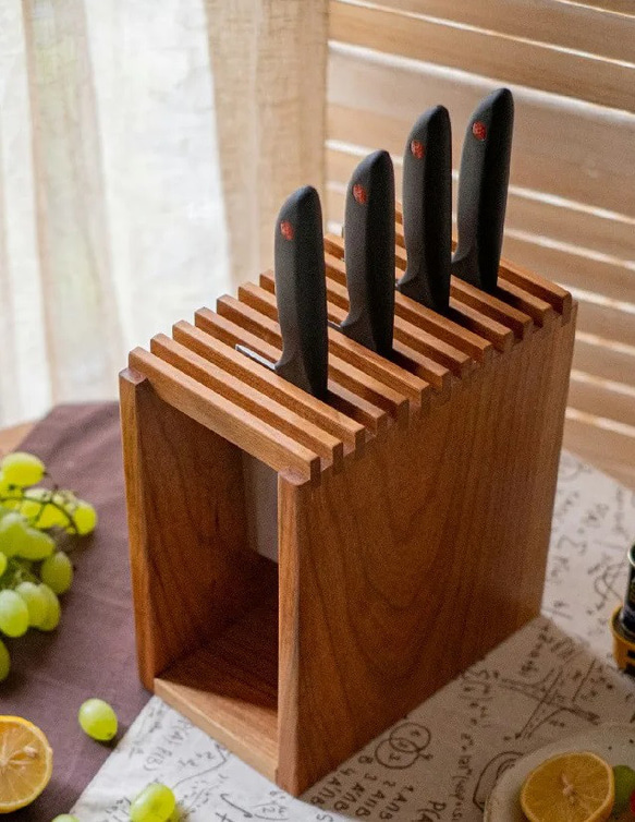 Knife holder - solid wood | Cherry/Oak/Walnut　キッチンナイフ 7枚目の画像