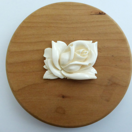 本象牙 アイボリーカービング「薔薇/バラ」 かごバッグ マテリアル