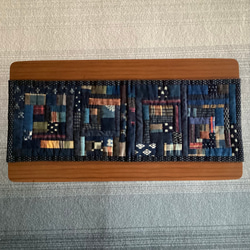 藍 古布 小布パッチワークのテーブルセンター(長) その他インテリア