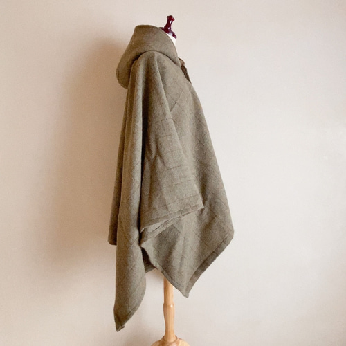 在庫あり＊フード付きケープ ウールモヘア ストール ポンチョ マント