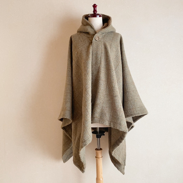 在庫あり＊フード付きケープ ウールモヘア ストール ポンチョ マント