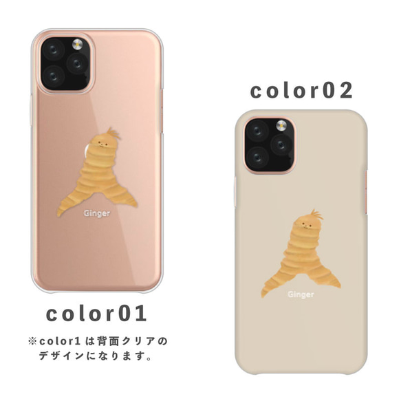 生薑薑黃食品插畫手寫智慧型手機保護殼相容於所有型號後背式硬殼 NLFT-HARD-18f 第2張的照片