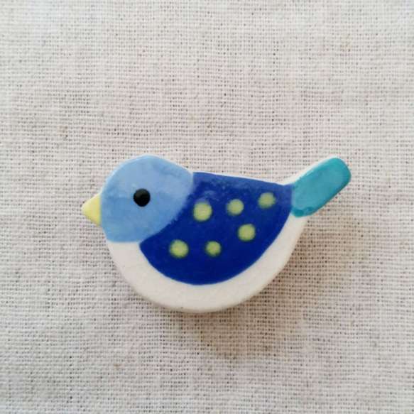 小鳥ブローチ(水色×青) 4枚目の画像