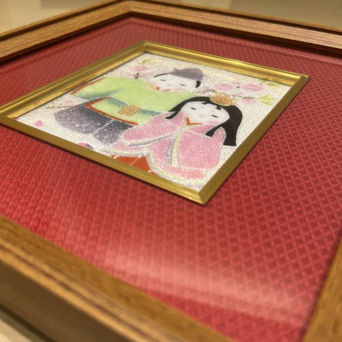 額縁 お雛様 vintage 源右衛門窯 染錦雛人形 陶額・大 / げんえもんがま