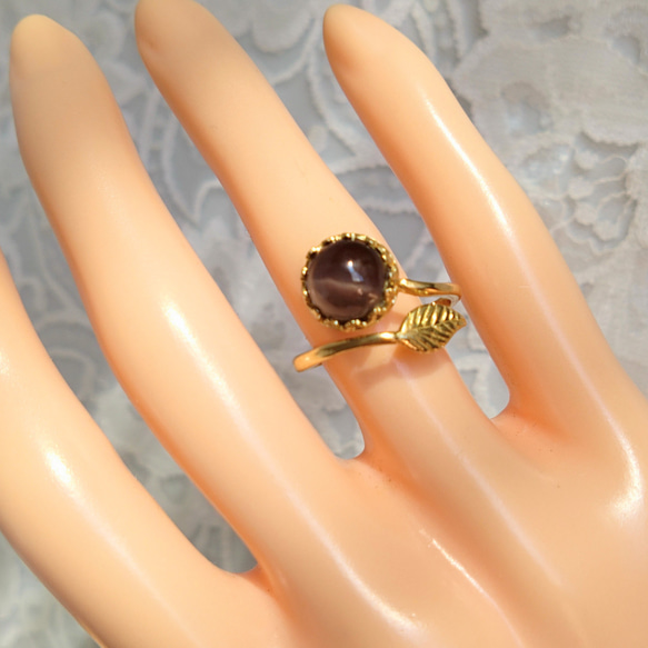 レアストーン 宝石質 シリマナイト leaf ring（フリーサイズリング） 6枚目の画像
