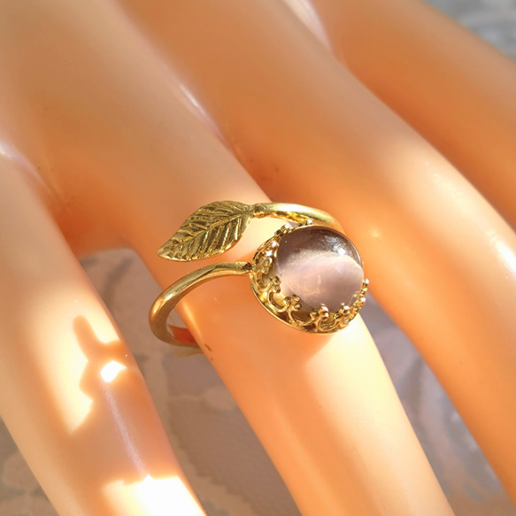 レアストーン 宝石質 シリマナイト leaf ring（フリーサイズリング） 9枚目の画像