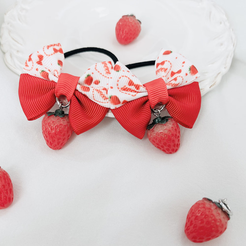 No.617リボンヘアゴム☆クリスマス☆2個セット