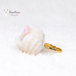 玩具貴賓犬泰迪熊切割白色優質絨球戒指 第3張的照片