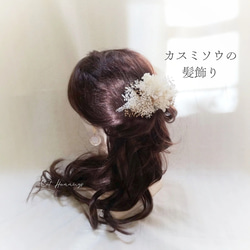 【プリザーブドフラワー】カスミソウの髪飾り 1枚目の画像