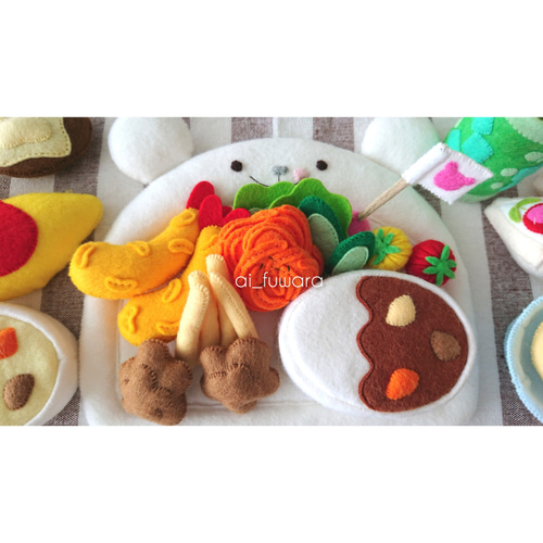 フェルトのお子様ランチセット♡フェルトおままごと おもちゃ フェルトのお子様ランチセット♡フェルトおままごと おもちゃ