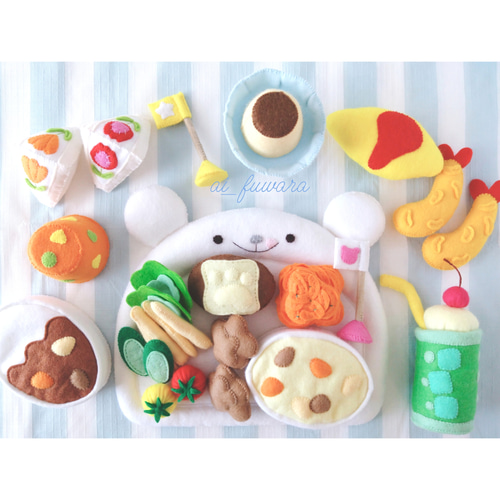 フェルトのお子様ランチセット♡フェルトおままごと おもちゃ フェルトのお子様ランチセット♡フェルトおままごと おもちゃ