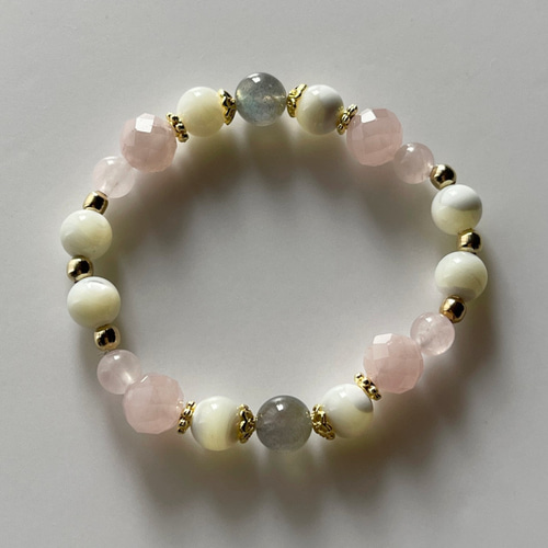 ラブラドライト＊ローズクォーツ＊マザーオブパール ブレスレット