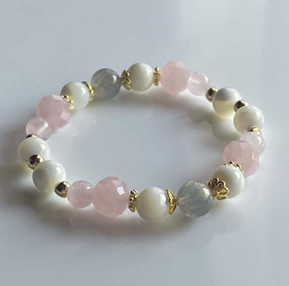 ラブラドライト＊ローズクォーツ＊マザーオブパール ブレスレット