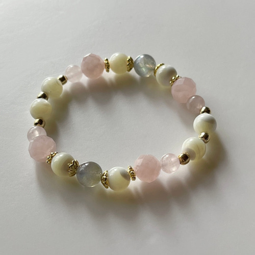 ラブラドライト＊ローズクォーツ＊マザーオブパール ブレスレット