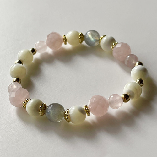 ラブラドライト＊ローズクォーツ＊マザーオブパール ブレスレット