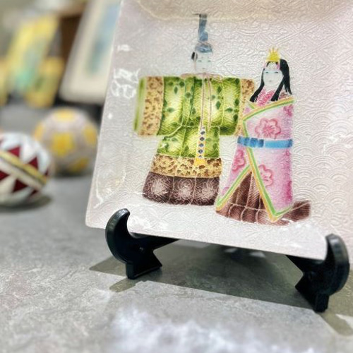 ひな祭り七宝焼｜飾皿｜雛人形（緑） その他インテリア雑貨 安藤七宝店