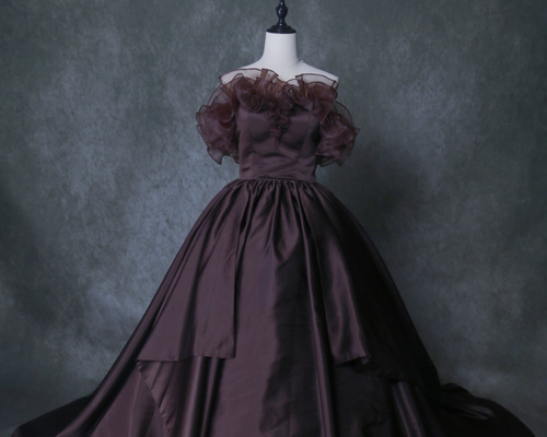 atlo ブラウン フリル付きオフショルダードレス【最終値下げ】 atlo