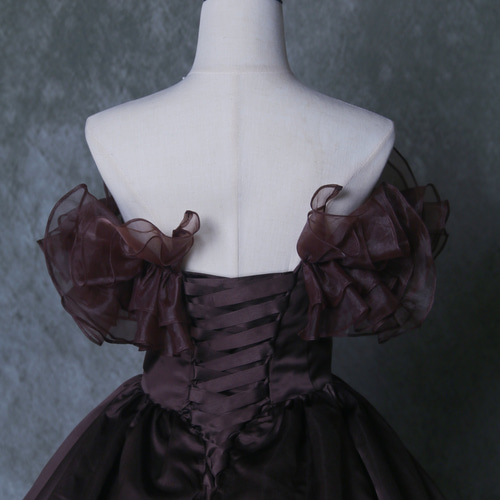 【chan】オフショルダー フリルカラードレス 楽天市場】ANGEL カラードレス オフショルダー ラメ チュール フリル