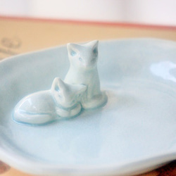 jewelrydish(ねこちゃんたち)　黄緑に近い水色 8枚目の画像