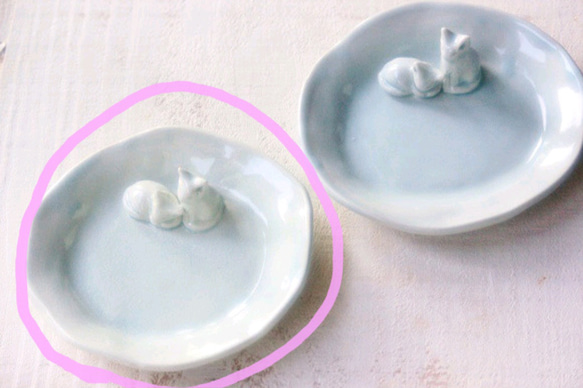 jewelrydish(ねこちゃんたち)　黄緑に近い水色 9枚目の画像