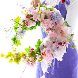 満開の桜リース 幸せが降りそそぐ馬蹄型♡creema限定 4枚目の画像