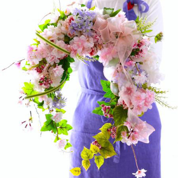 満開の桜リース 幸せが降りそそぐ馬蹄型♡creema限定 5枚目の画像