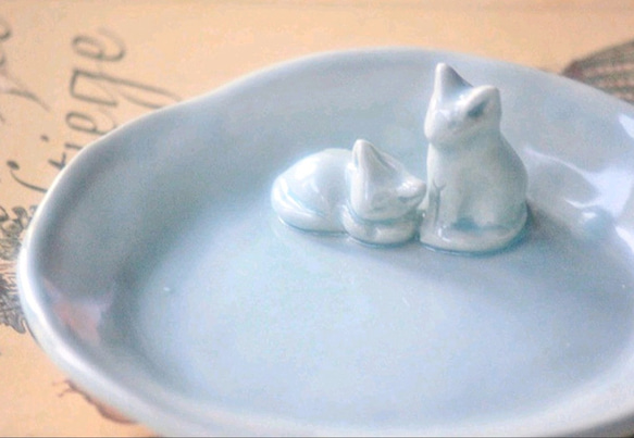 jewelrydish(ねこちゃんたち)　水色 2枚目の画像