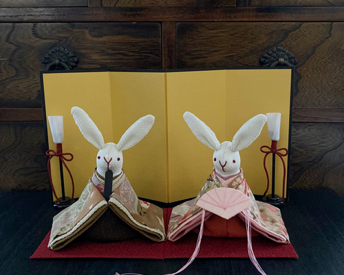 素敵な和柄のお着物のうさぎ雛 (雛人形.お雛様.おひな様) ひな人形・雛