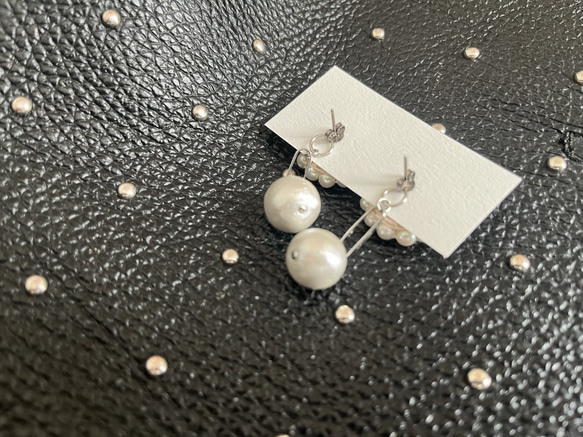 kyska pearl × oval cotton pearl ピアス・イヤリング 3枚目の画像