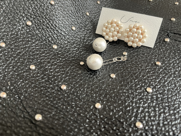 kyska pearl × oval cotton pearl ピアス・イヤリング 2枚目の画像