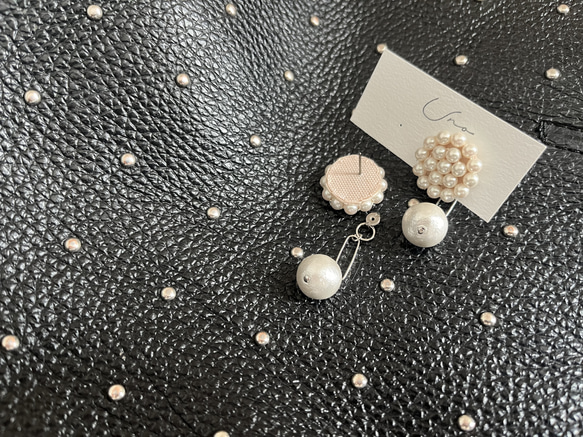 kyska pearl × oval cotton pearl ピアス・イヤリング 4枚目の画像