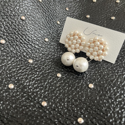 kyska pearl × oval cotton pearl ピアス・イヤリング 1枚目の画像