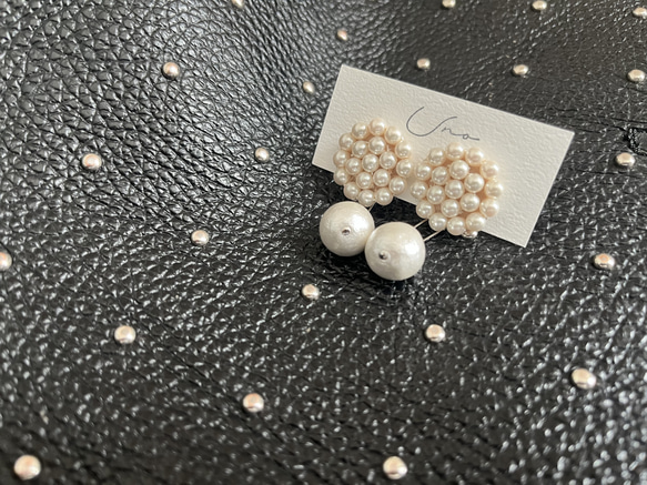 kyska pearl × oval cotton pearl ピアス・イヤリング 1枚目の画像