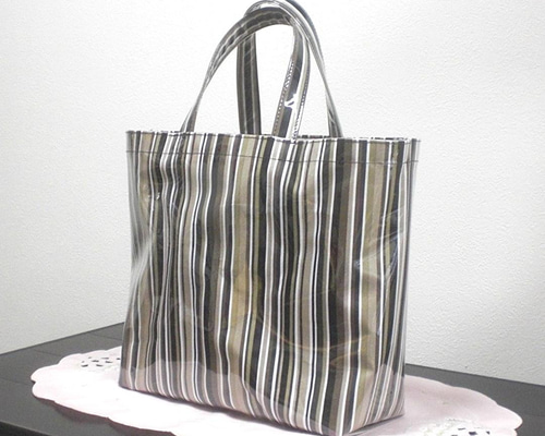 Bagビニール大／シックなストライプ トートバッグ motoko 通販