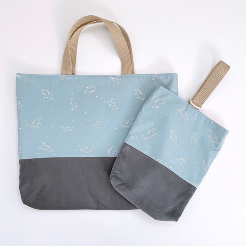 入園入学グッズ6点セット+おまけ付き 【natural dinosaur blue