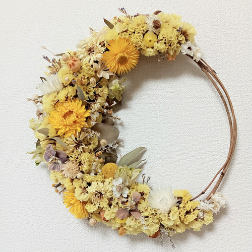 リース(ミモザの三日月リース) / ドライフラワーリース三日月リースミモザ
